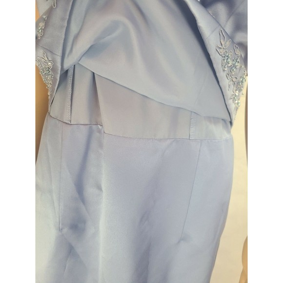 NWT David's Bridal Women's (12) Periwinkle Blue Mock-2 Piece X Neck Prom/Bridal - Picture 6 of 12